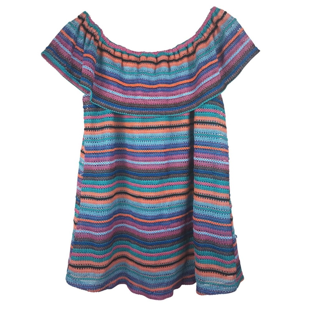 New Directions Women's Sz M Knitted Top Blue Oranhet